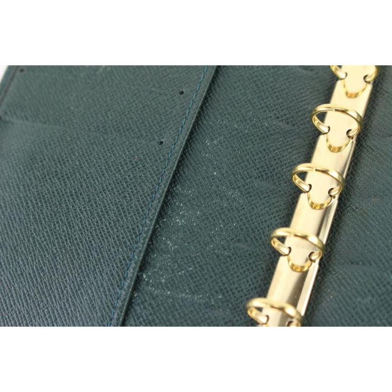Louis Vuitton Green Taiga Leather Small Ring Agenda PM Diary Cover Book For Sale 5