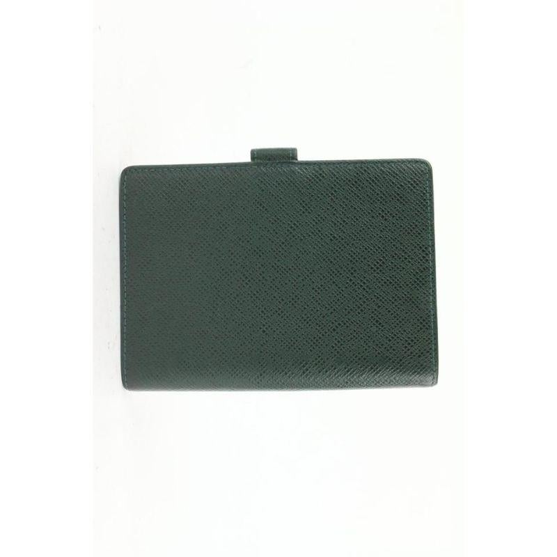 Louis Vuitton Green Taiga Leather Small Ring Agenda PM Diary Cover Book For Sale 1
