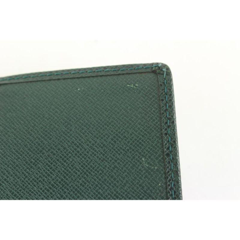 Louis Vuitton Green Taiga Leather Small Ring Agenda PM Diary Cover Book For Sale 3