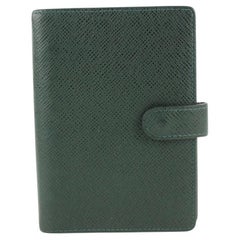 Louis Vuitton Green Taiga Leather Small Ring Agenda PM Diary Cover Book