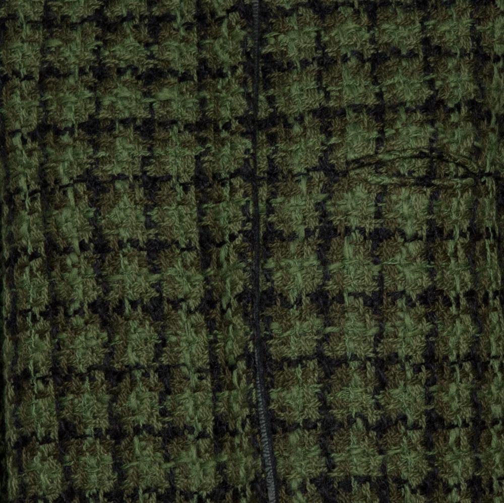 Louis Vuitton Green Tweed & Leather Trim Coat M 1