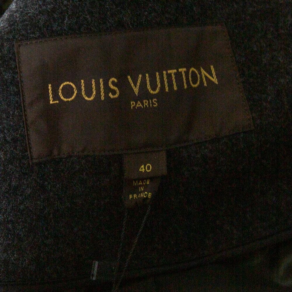 Louis Vuitton Green Tweed & Leather Trim Coat M 3