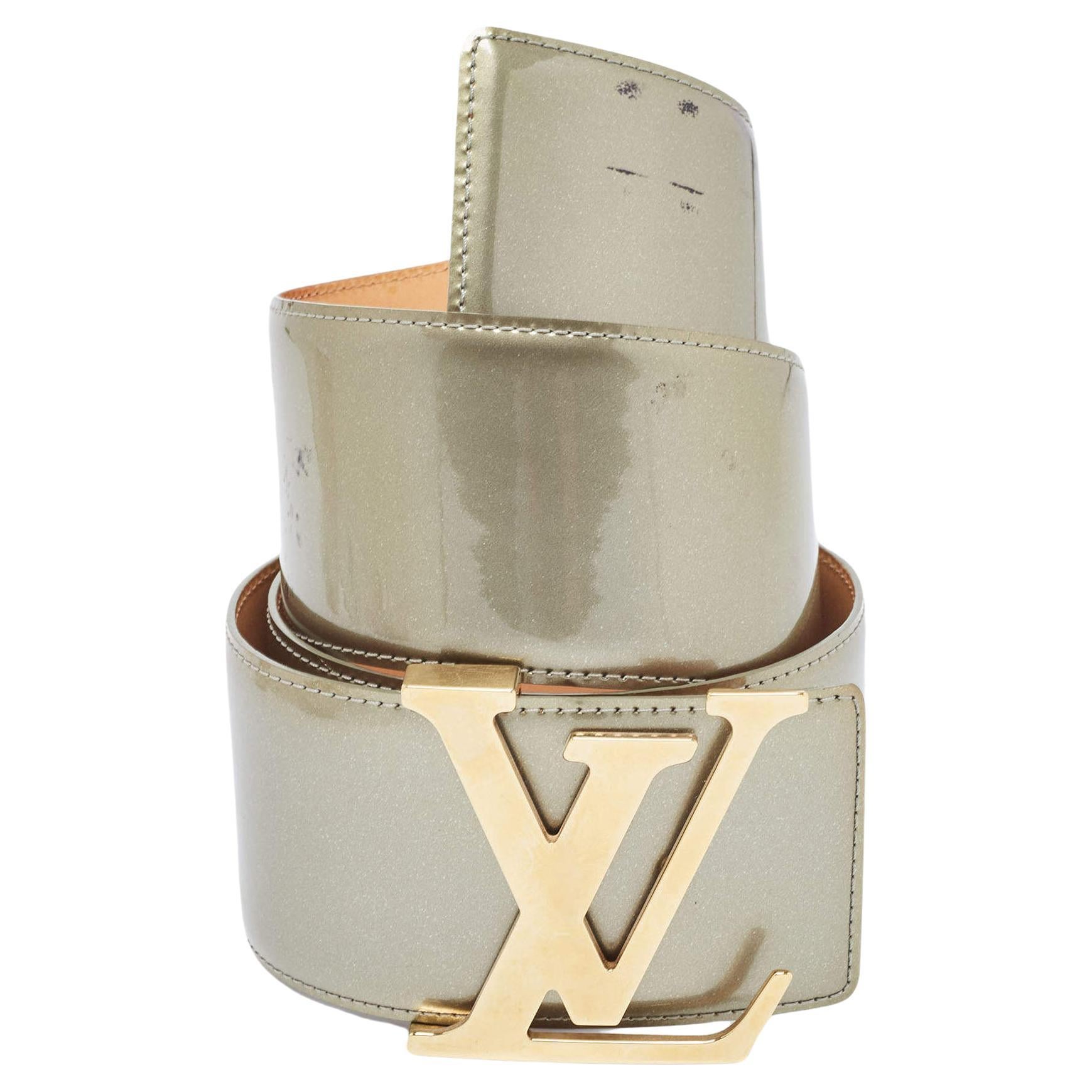 Louis Vuitton Green Vernis LV Initiales Belt 85CM For Sale