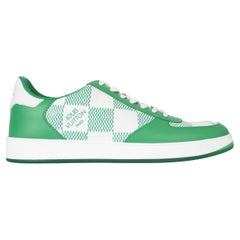 LOUIS VUITTON scarpe da ginnastica RIVOLI in pelle Damier verde e bianco 8