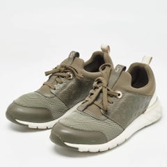 Louis Vuitton Green/White Leather and Mesh Aftergame Sneakers Size 37.5