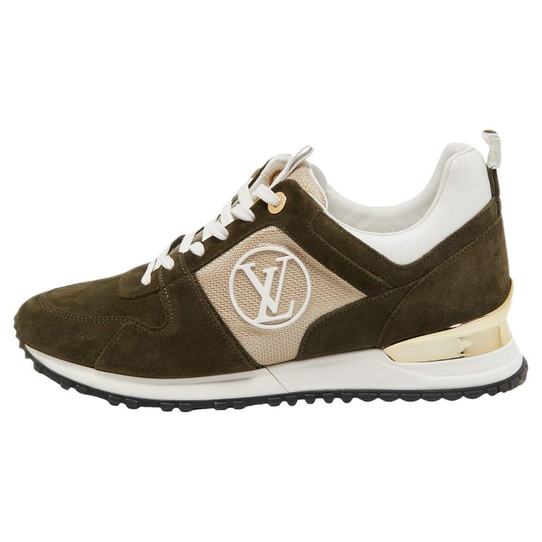Louis Vuitton Green/White Suede, Mesh and Leather Run Away Low-Top Sneakers  Size For Sale at 1stDibs