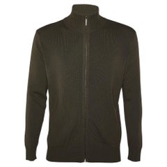 Louis Vuitton Green Wool Knit Zip Front Jacket L