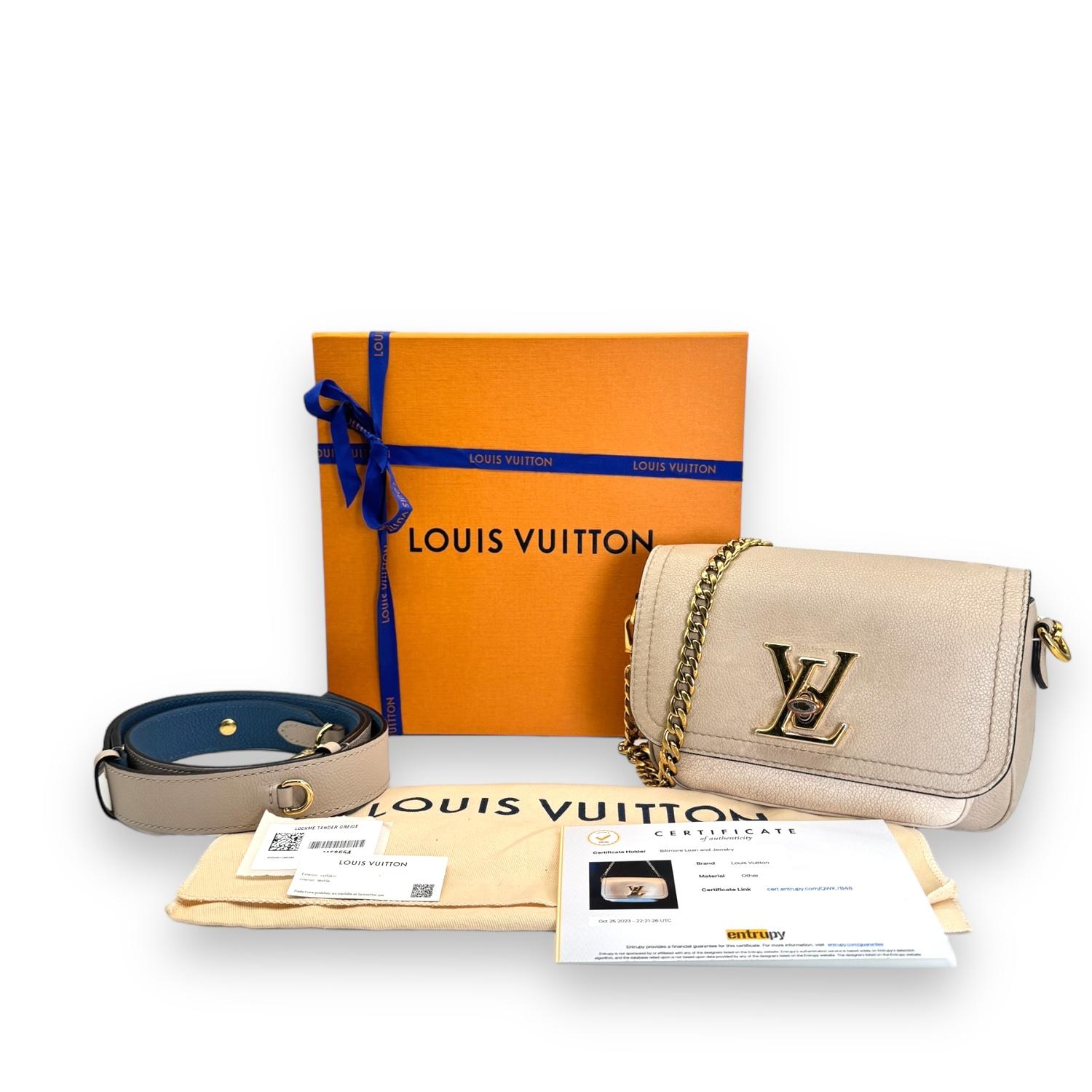 Louis Vuitton - Croix de chaîne Lockme en cuir de veau gris en vente 6