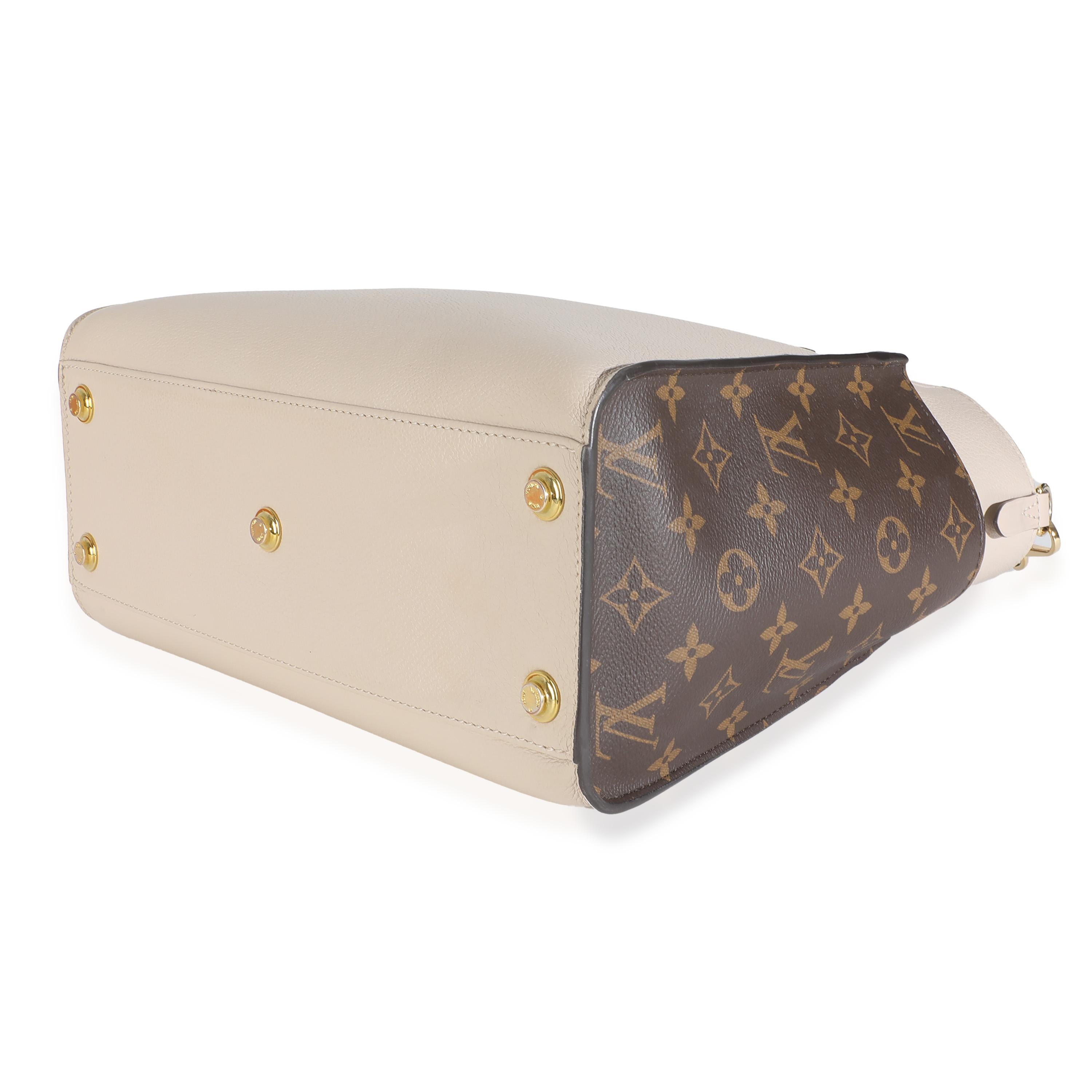 Louis Vuitton Greige Calfskin Monogram On My Side MM For Sale 1