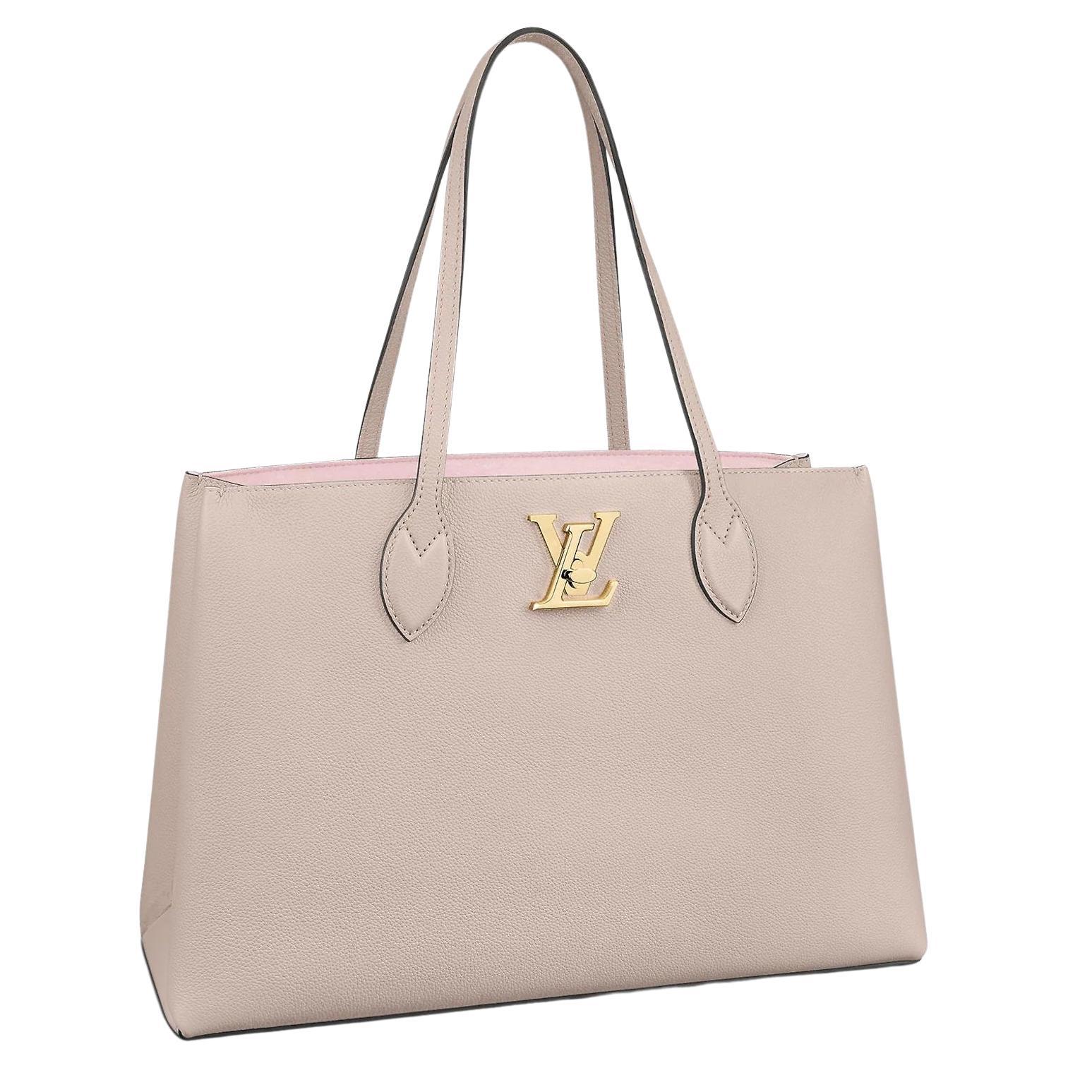 Louis Vuitton Greige Grained Calf Leather Lockme Shopper Bag