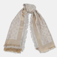 Louis Vuitton Greige Silk Blend Monogram Shine Shawl