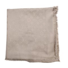 Louis Vuitton Greige Silk & Wool Blend Monogram Shawl