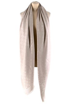 Louis Vuitton Greige Silk & Wool Blend Monogram Shawl
