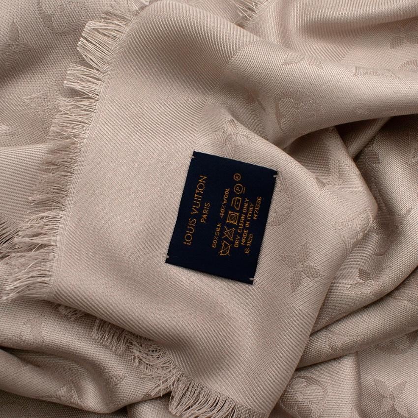 Louis Vuitton Greige Silk & Wool Blend Monogram Shawl  1