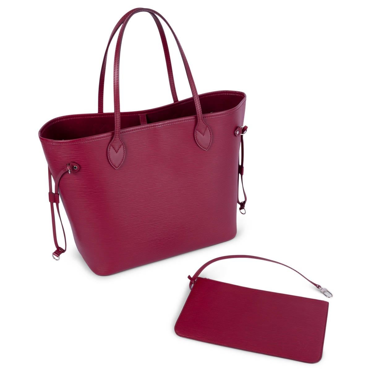 LOUIS VUITTON Grenat pink Epi leather NEVERFULL MM Shopper Bag 1