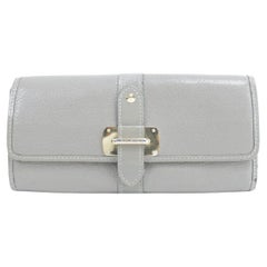 Vintage Louis Vuitton Grey 3lk0120 Verone Suhali Leather Bifold Flap Belt Wallet