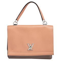 Louis Vuitton Grey/Beige Leather Lockme II Bag