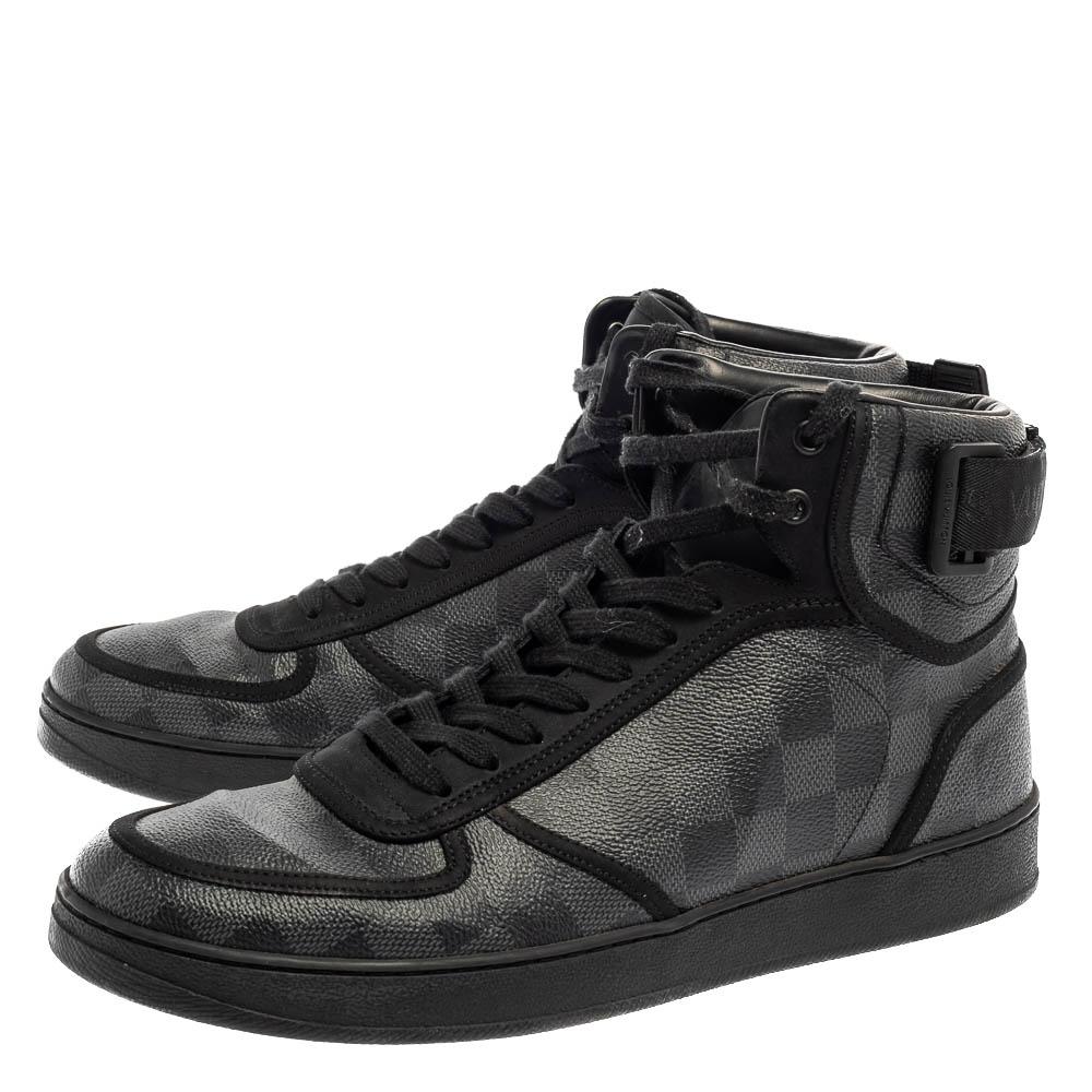 Louis Vuitton Grey/Black Damier Graphite Canvas Rivoli High Top Sneakers Size 42 1