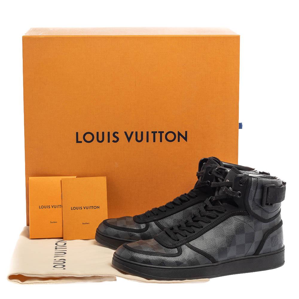 Louis Vuitton Grey/Black Damier Graphite Canvas Rivoli High Top Sneakers Size 42 2