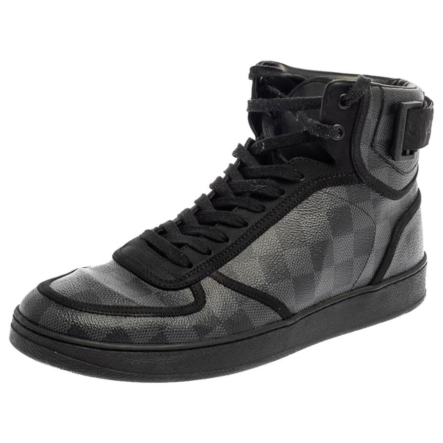 Authentic Mens Louis Vuitton Damier Black Graphite High Top Sneakers In Box  ~ S6