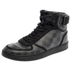 Louis Vuitton Black Knit Fabric High Top Sneakers Size 36 at 1stDibs