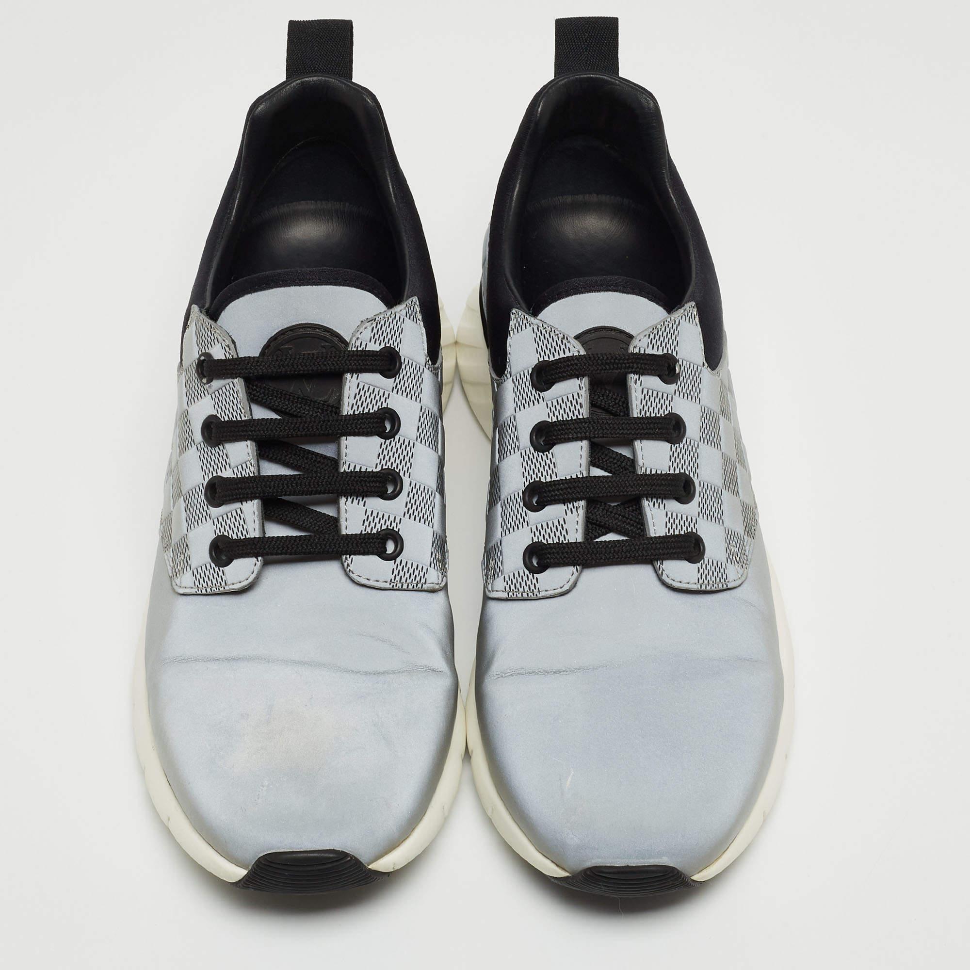 Gray Louis Vuitton Grey/Black Fabric Fastlane Low Top Sneakers Size 39