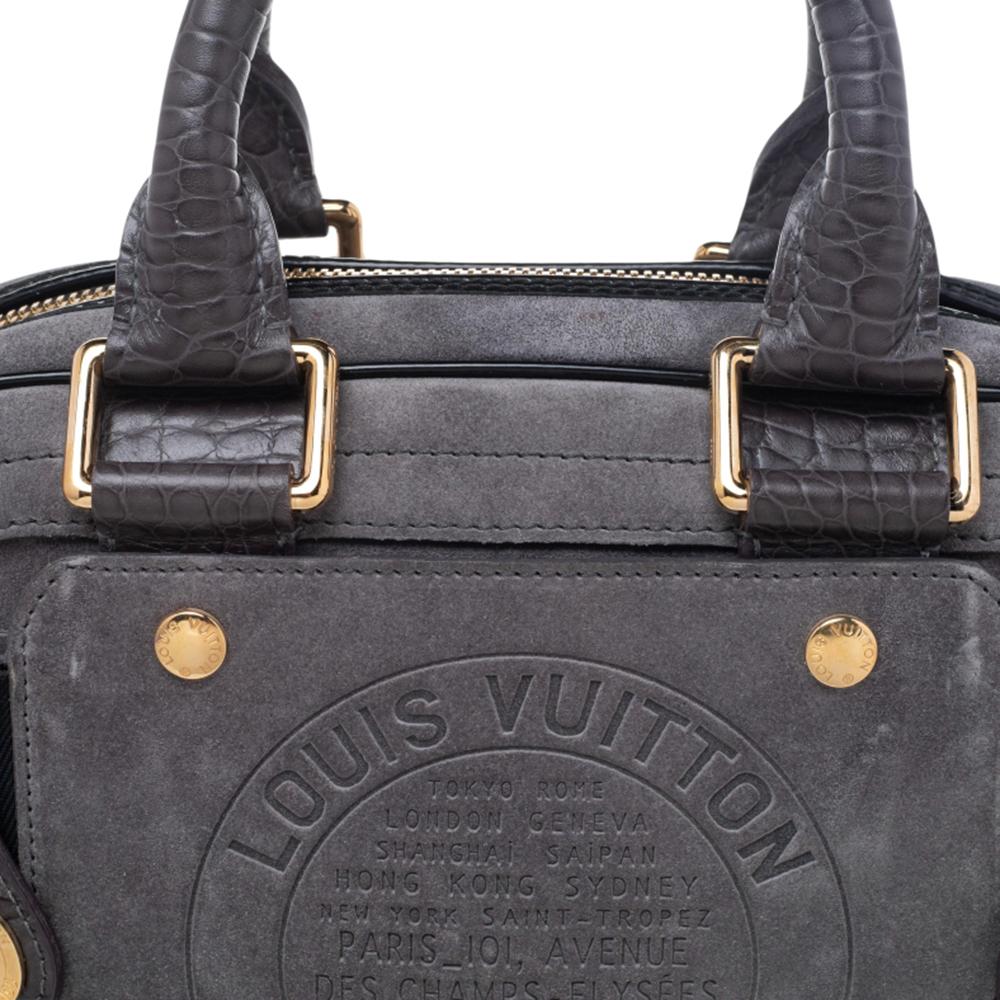 Grau/Schwarz Wildleder Limited Edition Havane gestempelte Trunk GM Tasche von Louis Vuitton 6
