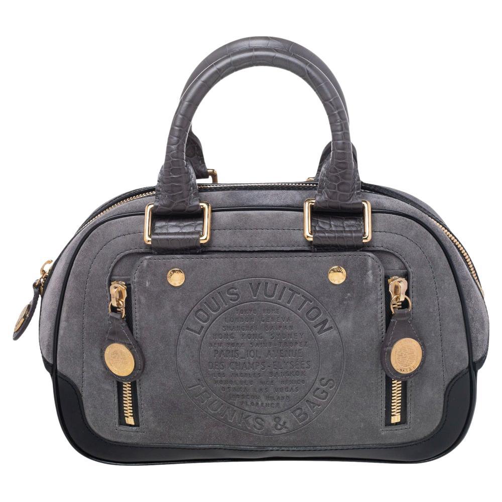 Louis Vuitton Grey/Black Suede Limited Edition Havane Stamped Trunk GM Bag