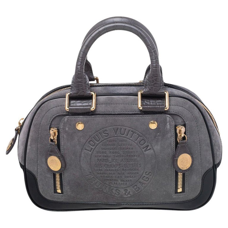 Louis Vuitton Grey/Black Suede Limited Edition Havane Stamped Trunk GM Bag  at 1stDibs