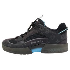 Louis Vuitton Blue Suede and Monogram Denim LV Trainer Trainers Size 44.5  at 1stDibs