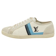 Louis Vuitton Grey/Blue Canvas and Suede Trainers Sneakers Size 42.5