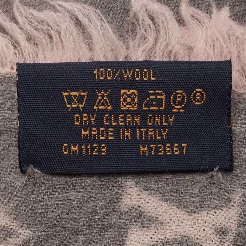 Gray Louis Vuitton Grey/Blue Gradient Wool Monogram Telling Stole