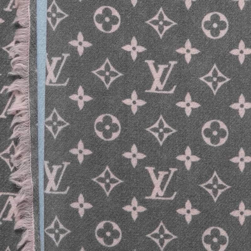 Women's Louis Vuitton Grey/Blue Gradient Wool Monogram Telling Stole