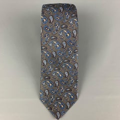 LOUIS VUITTON Grey Blue Paisley Silk Tie
