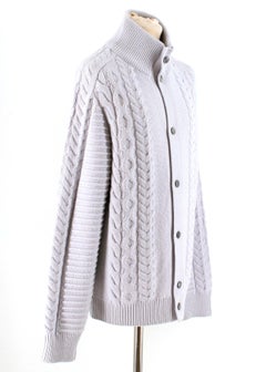 Louis Vuitton Grey Cable Knit High Neck Cardigan SIZE XXL