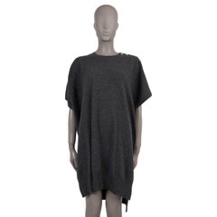 LOUIS VUITTON cachemira gris 2017 CUELLO CON BOTONES Vestido L