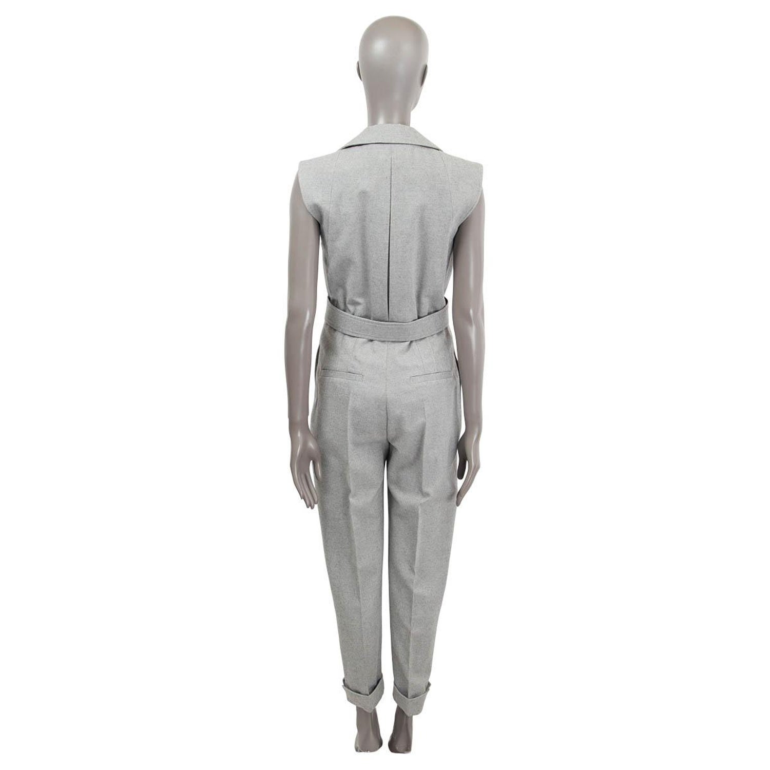 LOUIS VUITTON grey cashmere 2021 FLANNEL TAILORED SLEEVELESS Jumpsuit 38 S  For Sale at 1stDibs