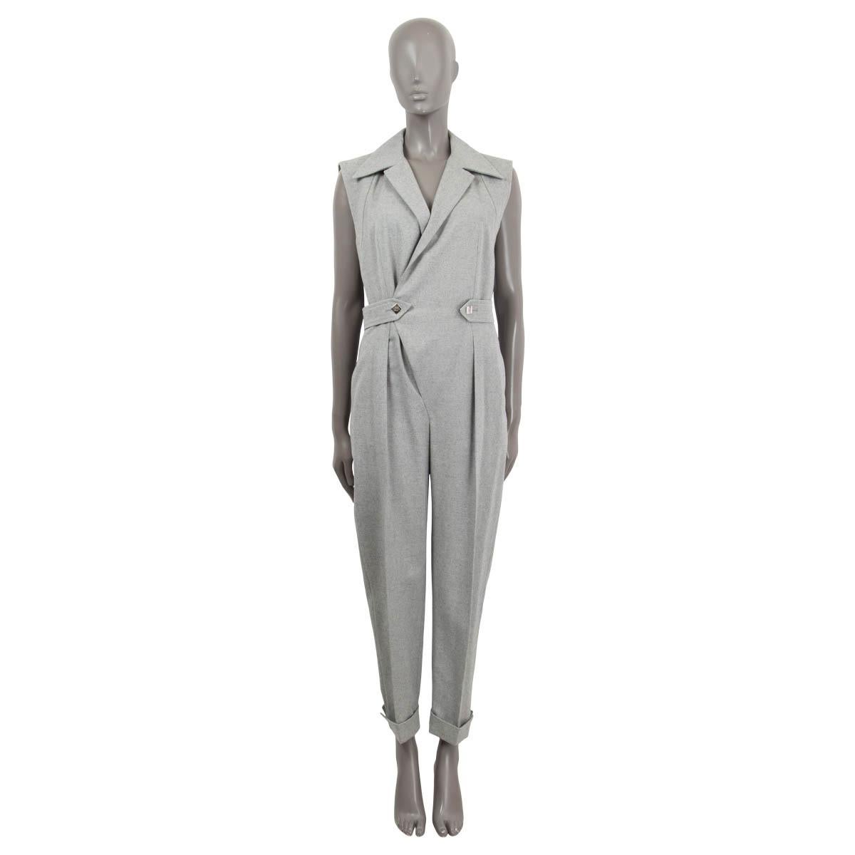 LOUIS VUITTON grey cashmere 2021 FLANNEL TAILORED SLEEVELESS Jumpsuit 38 S