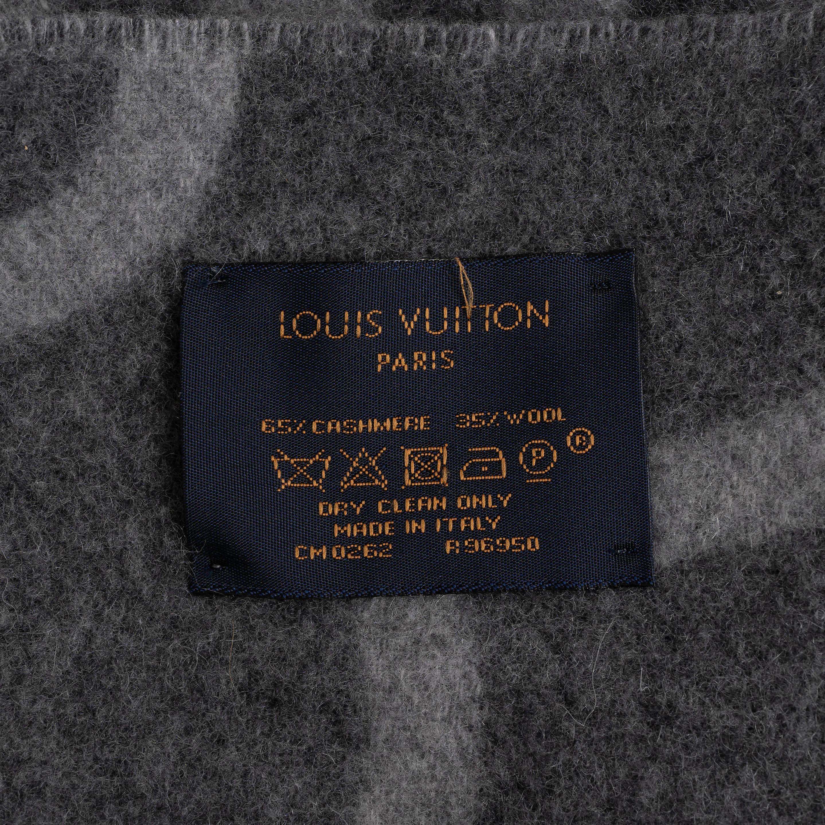 LOUIS VUITTON Grauer Kaschmirschal IN BLOOM Winterschal Schal in Grau Damen