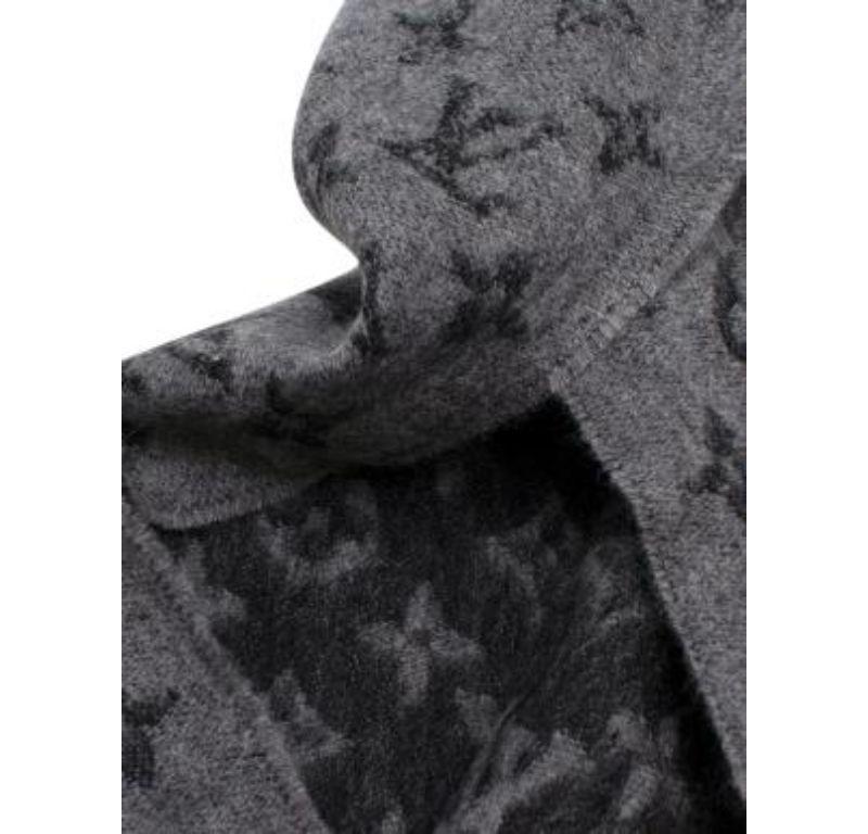 Women's Louis Vuitton Grey Cashmere & Wool Monogram Gradient Scarf