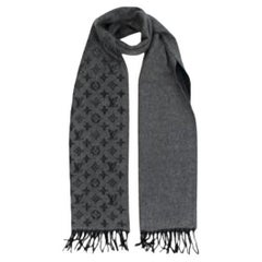 Louis Vuitton Grey Cashmere & Wool Monogram Gradient Scarf