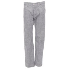 LOUIS VUITTON grey cotton LV logo stud 5-pocket straight leg pants EU42 M