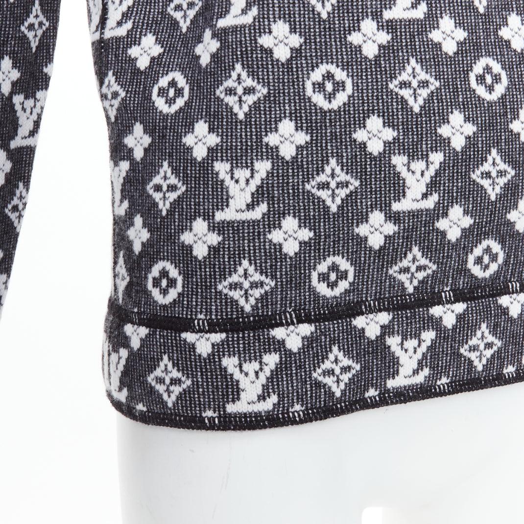 LOUIS VUITTON graues, cremefarbenes Baumwoll-Monogram Langarm-Oberteil XS 2