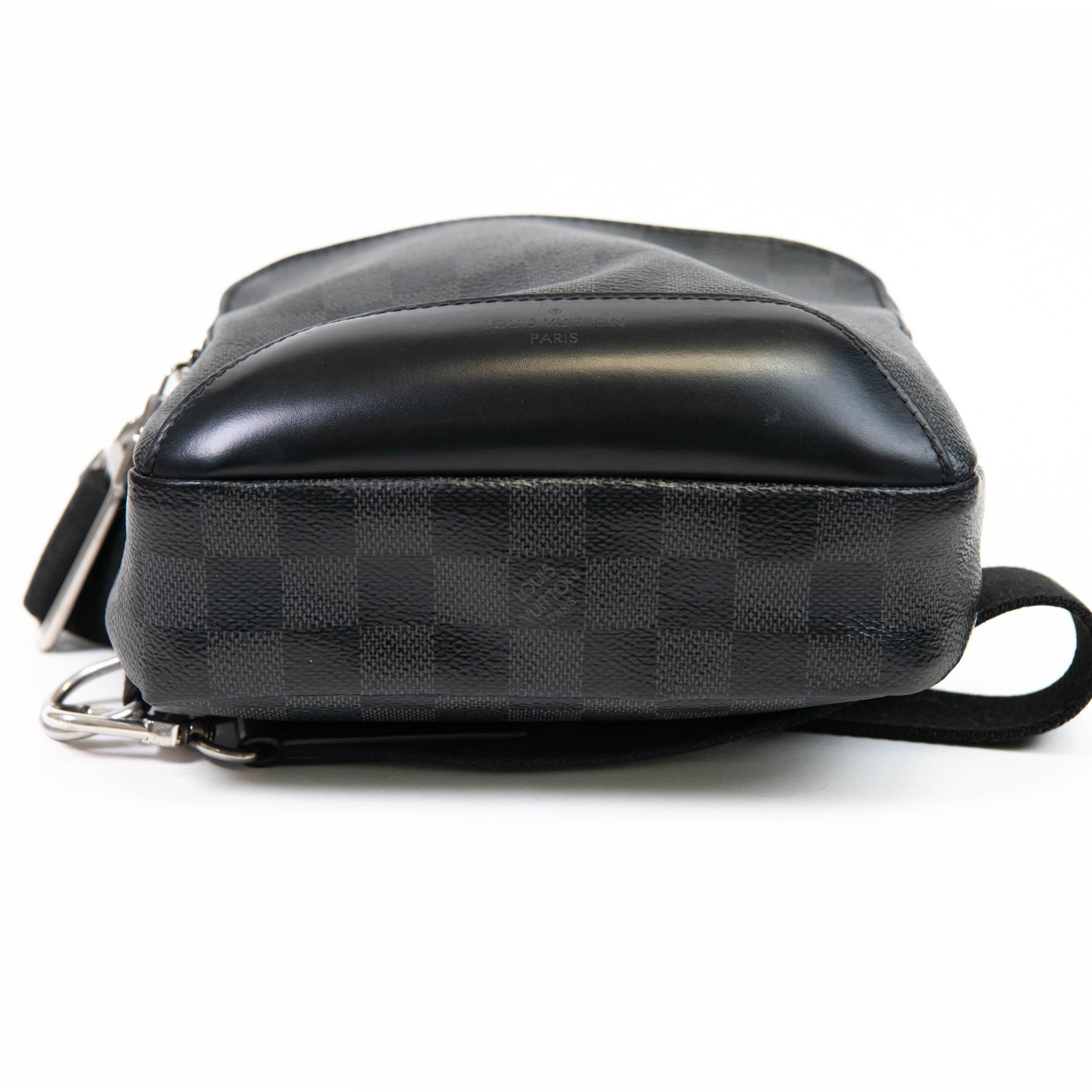 Louis Vuitton Grey Damier Graphite Coated Canvas Avenue Sling Backpack For Sale 1