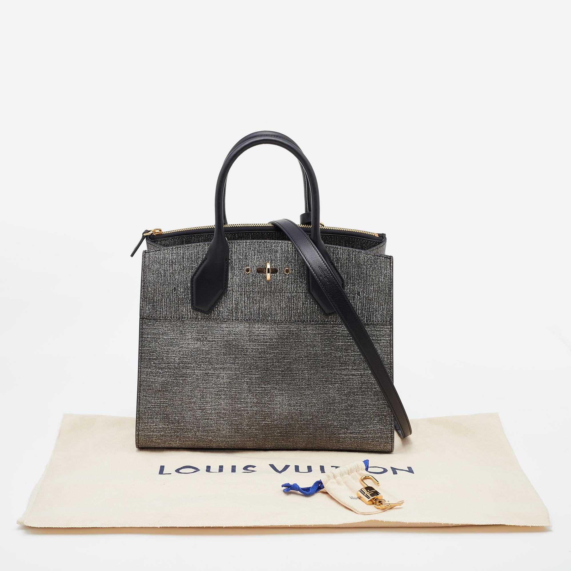 Louis Vuitton Grey Denim Epi Leather City Steamer MM Bag 2
