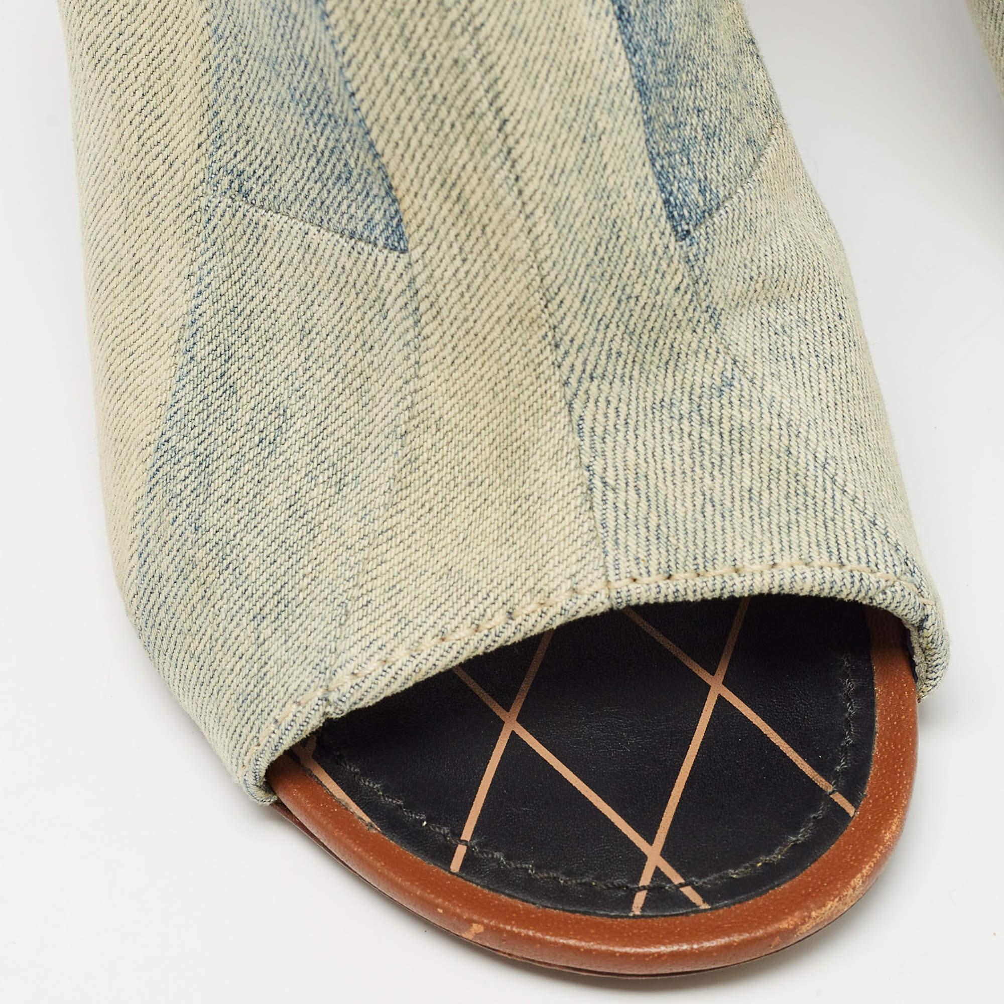 Louis Vuitton Grey Denim Mules Size 38 2