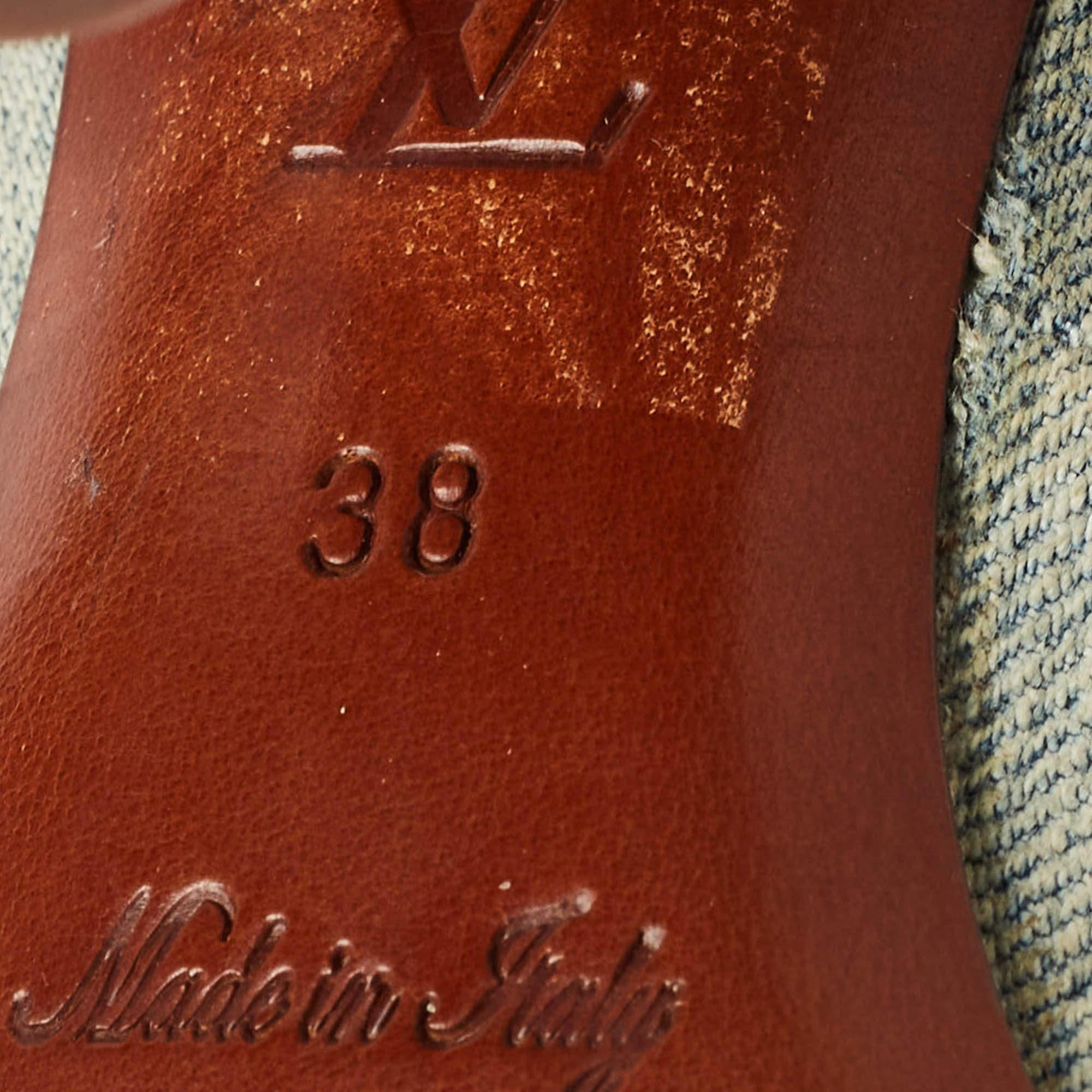 Louis Vuitton Grey Denim Mules Size 38 3