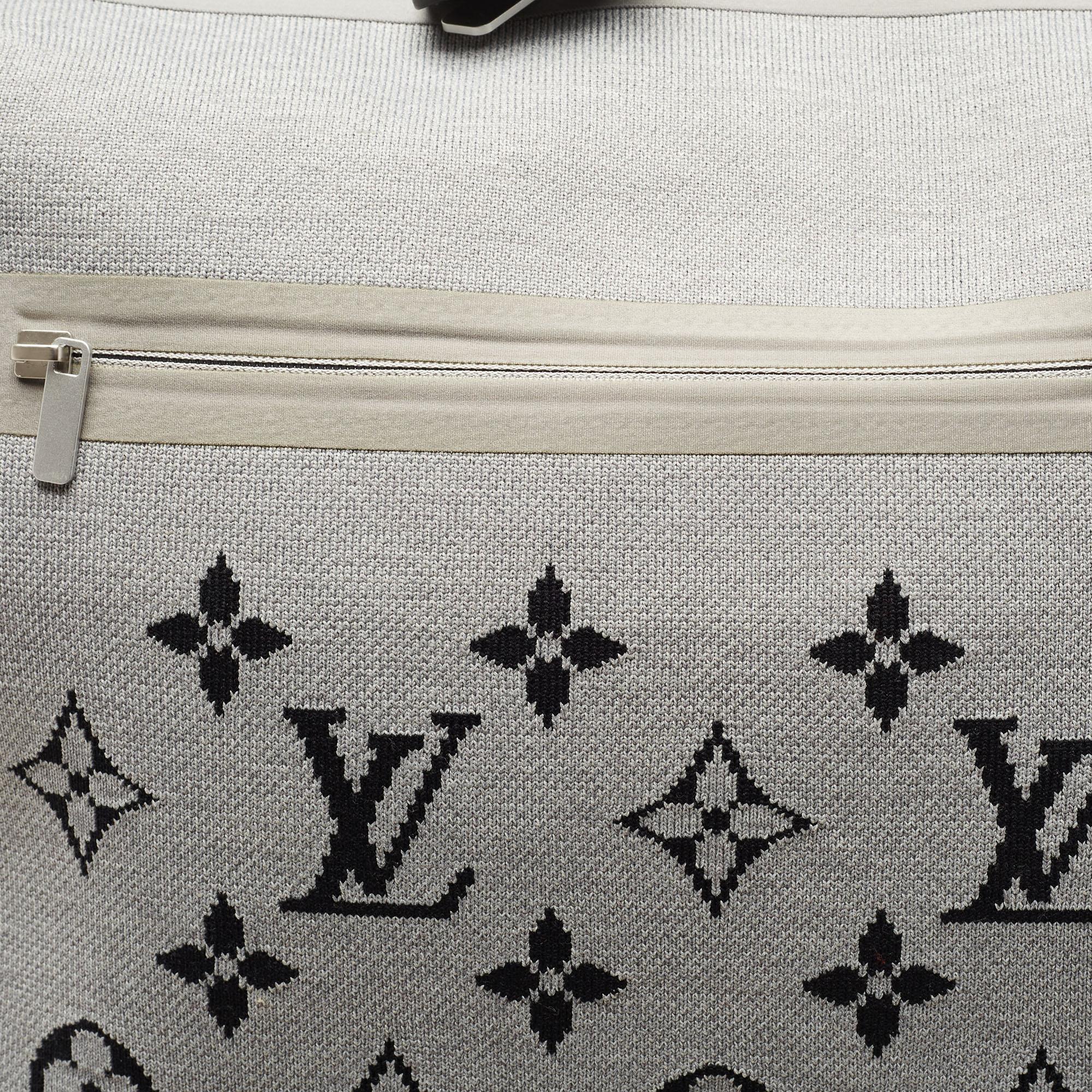 Louis Vuitton Grey Jacquard Knit Monogram Soft Horizon 55 Luggage 8