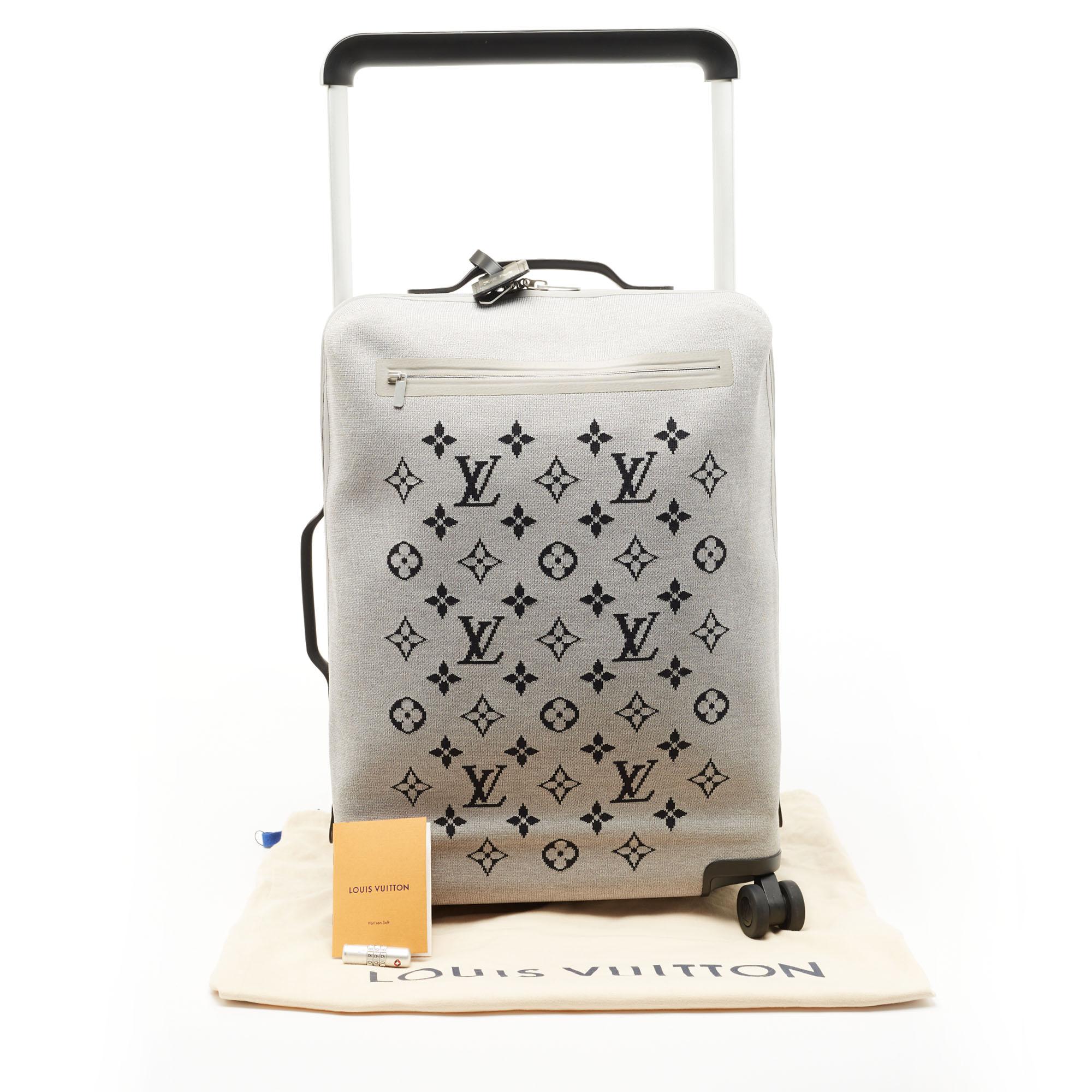 Louis Vuitton Grey Jacquard Knit Monogram Soft Horizon 55 Luggage 9