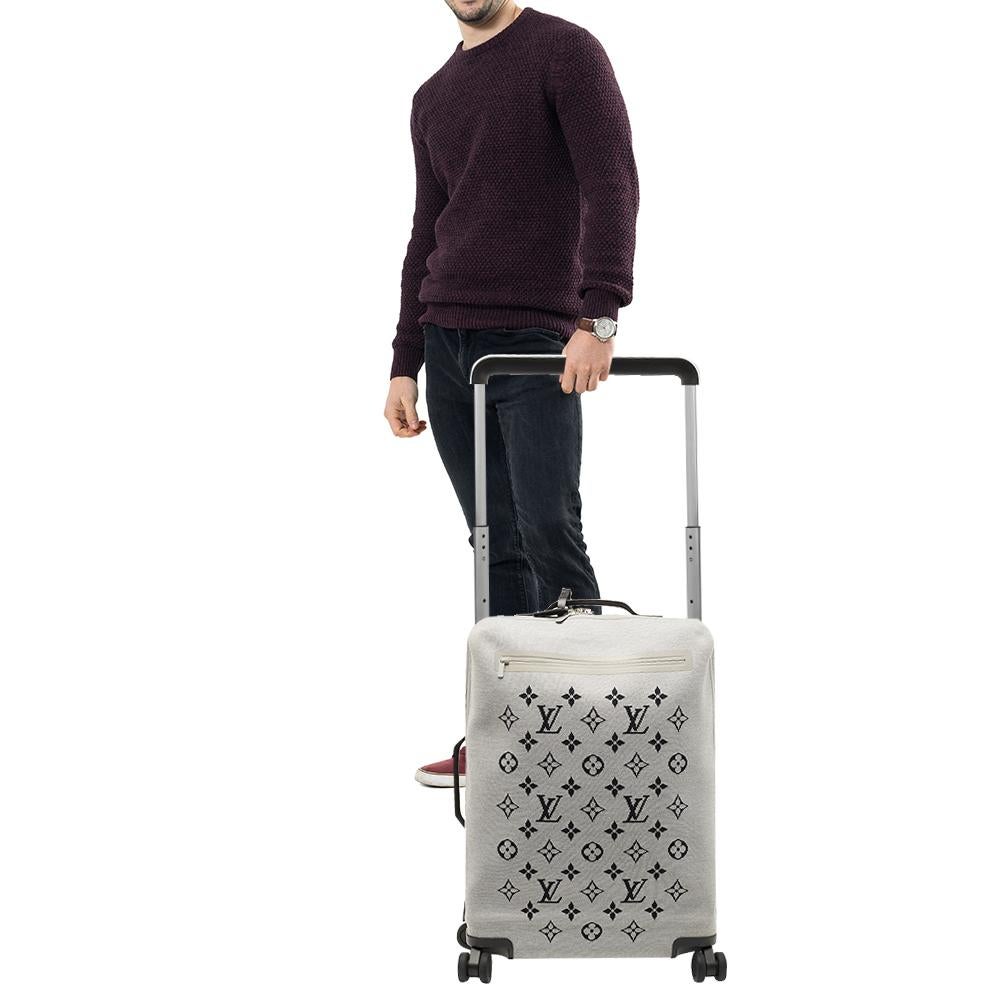 Men's Louis Vuitton Grey Jacquard Knit Monogram Soft Horizon 55 Luggage